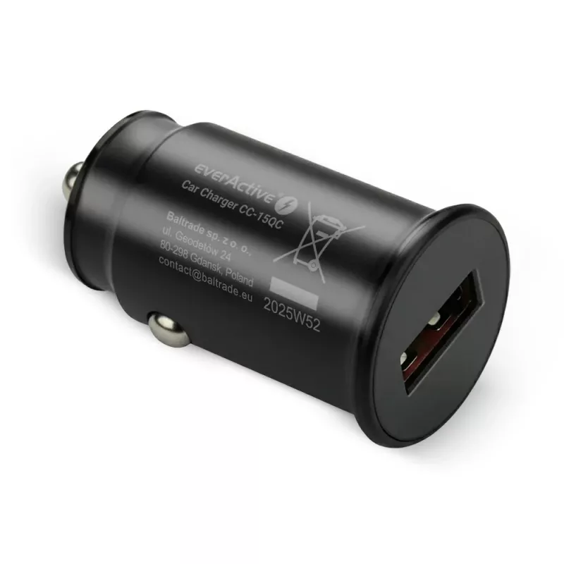 Automobilinis kroviklis everActive CC-15QC QC3.0 18W 1x USB su integruotu kabeliu