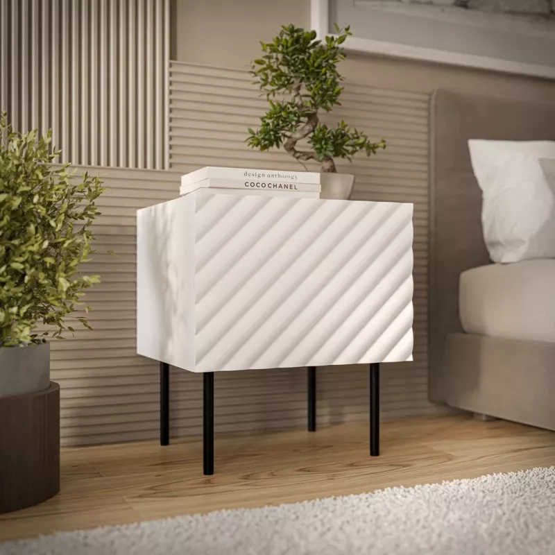 Naktinis staliukas Cama LUCCA 2 vnt 47x40x52 cm baltas MDF/mdrožlė