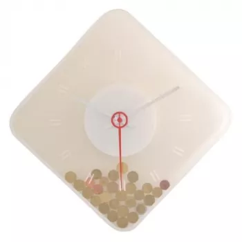 NeXtime klok 3006 Coins sieninis laikrodis, 35x35 cm, permatomas