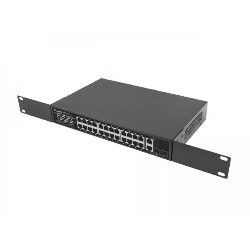 Nevaldomas Gigabit Ethernet komutatorius Lanberg RSFE-24P-2C-250 su 24 PoE+ prievadais
