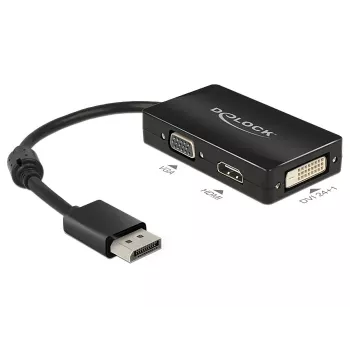 DeLOCK 0,16 m DisplayPort / VGA + HDMI + DVI adapteris, juodas