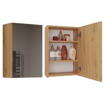 Prietaisinė spintelė voniai POLA 1DL ARTISAN, ąžuolo spalvos, pakabinama, 400×220×600 mm, 3 lentynos