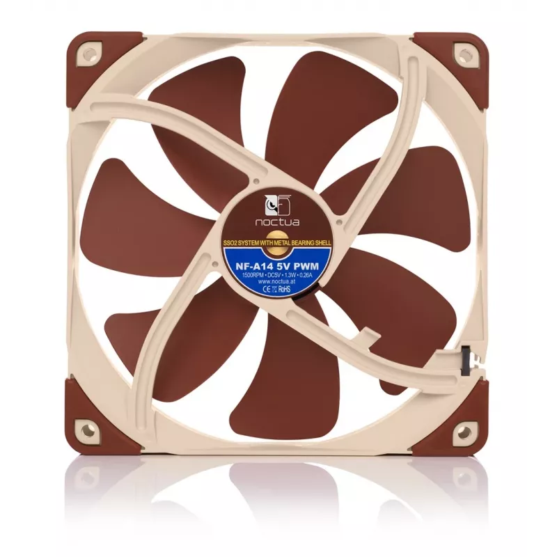 Ventiliatorius Noctua NF-A14 140 mm PWM 5 V 1,3 W Bronzinis/ smėlio spalvos, 1500 RPM, 140,2 m³/h, 24,6 dB