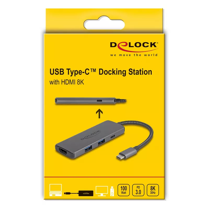 DeLOCK USB Type-C dokavimo stotelė 8K HDMI USB PD 3.0 100 W