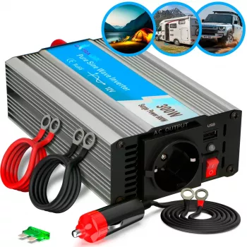 Įtampos keitiklis Extralink OPIP-300W 12V 300W gryno sinuso, aliuminio korpusas, aktyvus aušinimas