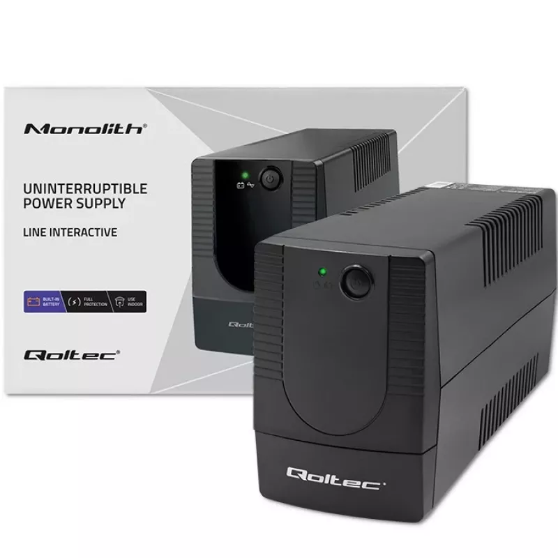 Qoltec 53774 nepertraukiamo maitinimo šaltinis (UPS) Line-Interactive 1 kVA 600 W 1 AC lizdas