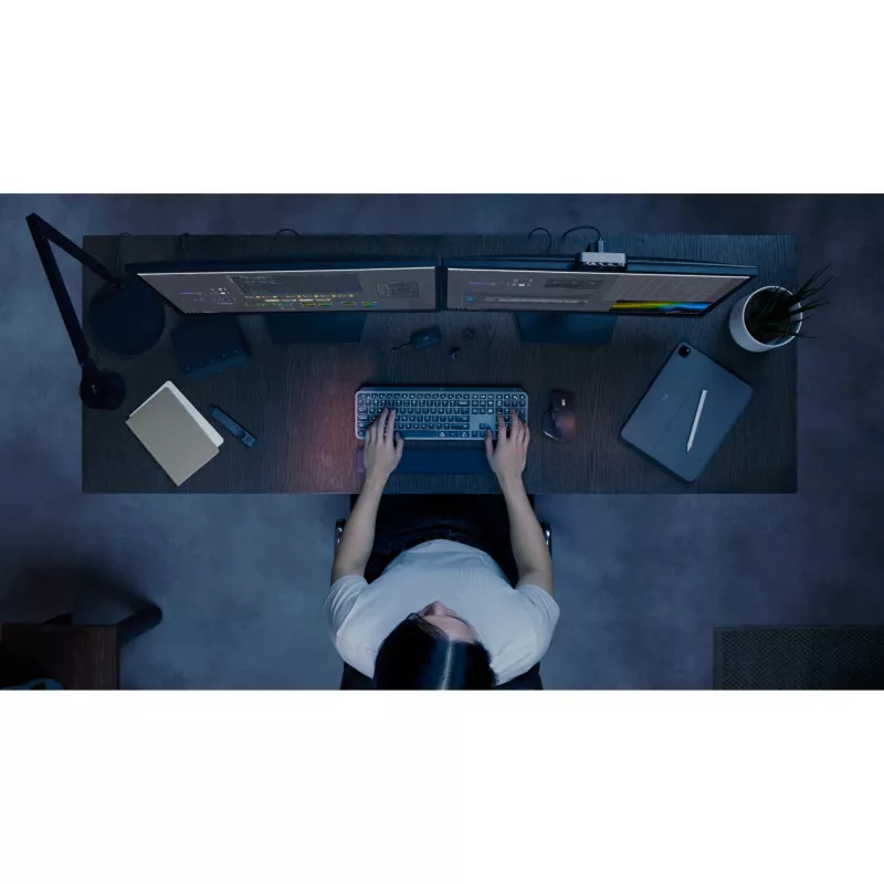 Logitech MX Keys S Combo klaviatūra su pele, belaidė RF + Bluetooth, QWERTZ Šveicariškas išdėstymas, grafito spalva