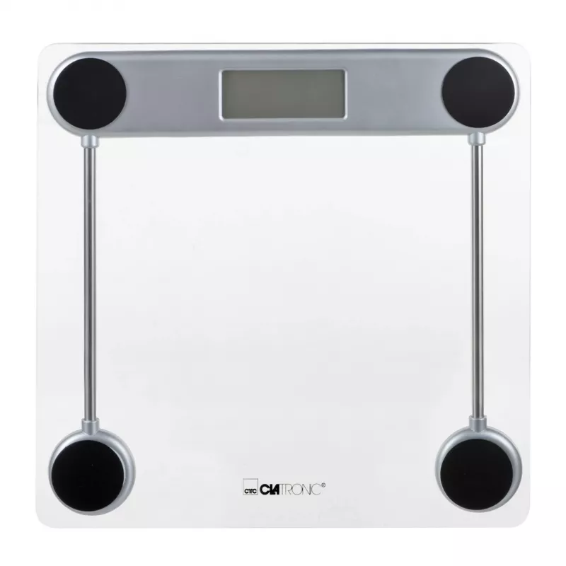 Elektrinės asmeninės svarstyklės CLATRONIC PW 3368 – 150 kg, 100 g tikslumas, stiklinė platforma