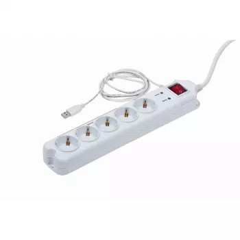 Apsauginis filtras Gembird PCW-MS-2G Baltas 5 AC lizdai 250V 1,8m