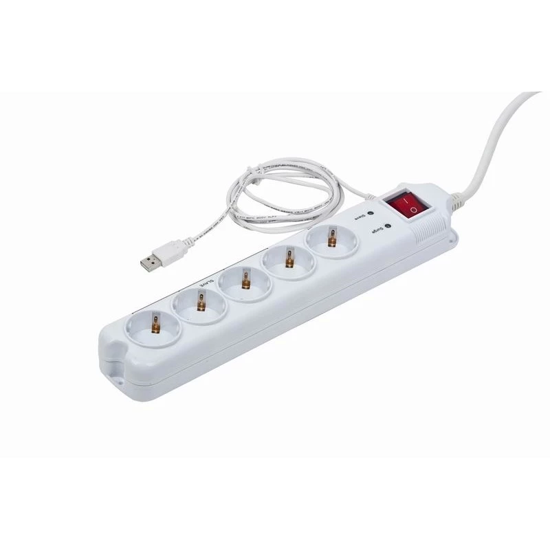 Apsauginis filtras Gembird PCW-MS-2G Baltas 5 AC lizdai 250V 1,8m
