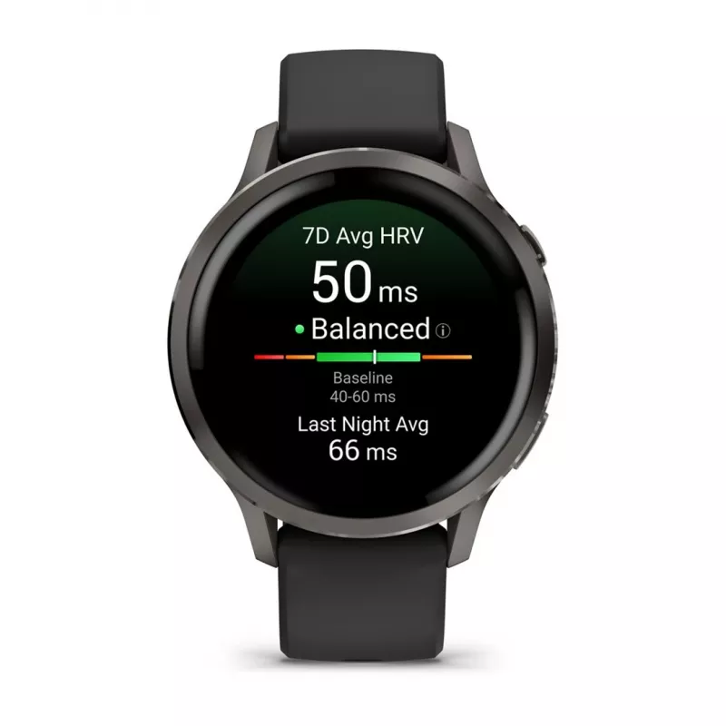 Garmin Venu 4 3,05 cm (1,2 colio) AMOLED 41 mm skaitmeninis 390 x 390 pikselių jutiklinis ekranas Juodas Wi-Fi GPS (palydovas)