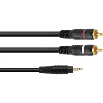 Adapterinis kabelis Omnitronic 3,5 mm lizdas – 2×RCA, 1,5 m, 30225151