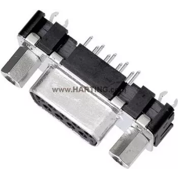 D-Sub jungtis Harting 09 66 251 6512, 15 kontaktų, litavimui, 180° orientacija