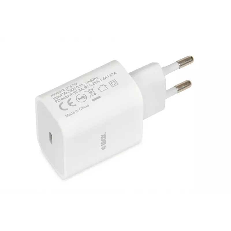 Vidinis USB Type-C greitasis įkroviklis IBOX C-37, 20W, USB-C PD 3.0, 3 A išėjimas, Baltas