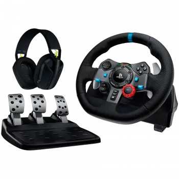 Logitech G29 EU + G435 Black Vairas su pedalais ir ausinėmis, aliuminis, USB, PC