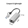 USB-A/-C prie 2,5G Ethernet adapteris, pilkas