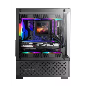 Mini Tower PC korpusas TACENS Mars Gaming MC-SE2 — Mini-ITX / Micro-ATX, juodas, šoninis langas, maitinimo blokas apačioje, palaiko 2x2,5 colio + 1x3,5 colio diskus