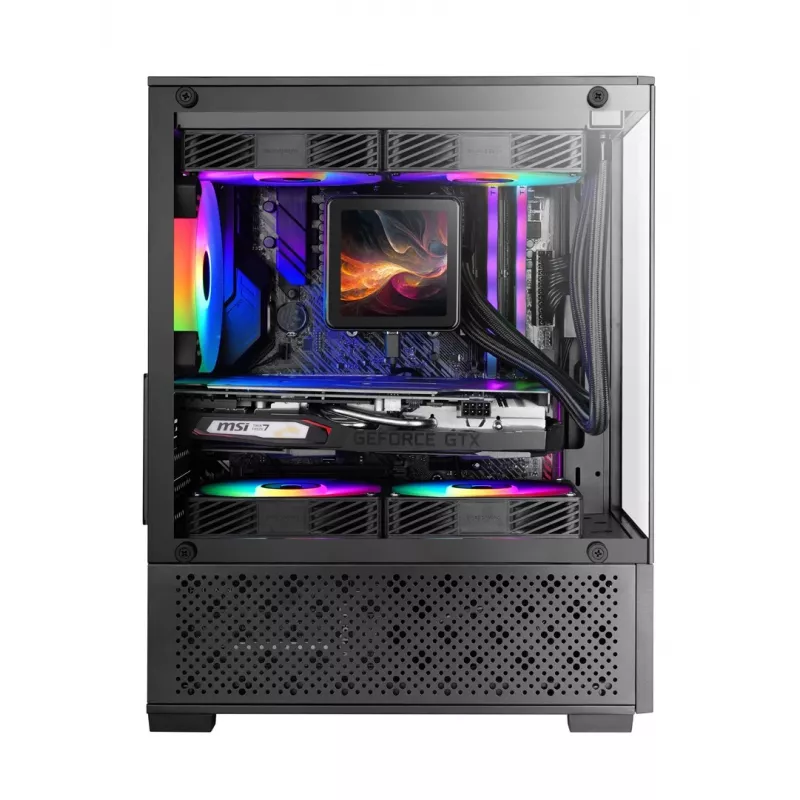 Mini Tower PC korpusas TACENS Mars Gaming MC-SE2 — Mini-ITX / Micro-ATX, juodas, šoninis langas, maitinimo blokas apačioje, palaiko 2x2,5 colio + 1x3,5 colio diskus