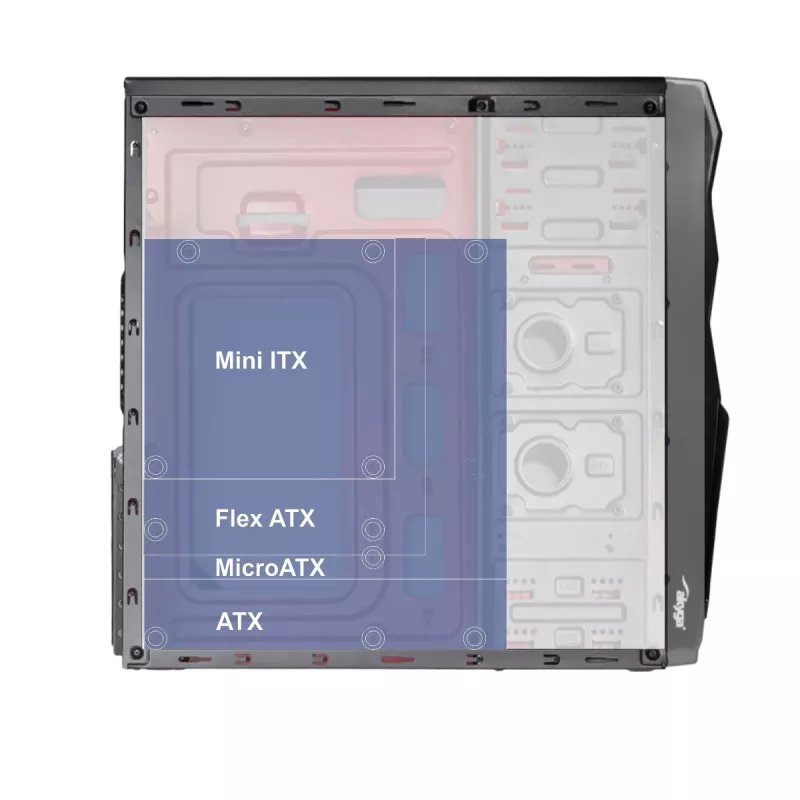 Akyga AK939BL Midi Tower kompiuterio korpusas, ATX / Micro ATX / Mini ITX, 2x USB 2.0, be maitinimo bloko, juodas