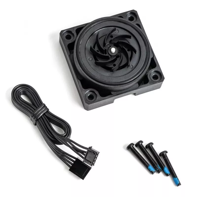 Siurblys BitsPower K1M – kompaktiškas juodas vandens aušinimo siurblys, 8–16V, 0,7A, 8,4W, 62×62×28,1 mm