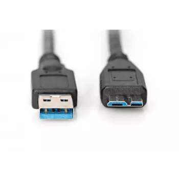 ASSMANN SuperSpeed USB 3.0 laidas, USB A kištukas į Micro USB B kištuką, Cu AWG 28, 2x ekranuotas, ilgis 1,0 m (AK-300116-010-S)
