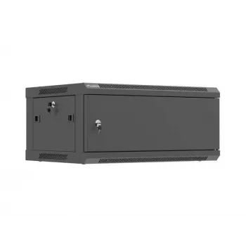 Sieninis 19 colių stovo korpusas LANBERG 4U 600x450 mm juodas su metalinėmis durelėmis
