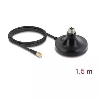 Magnetinis antenos pagrindas DELOCK ULA100 — 1 x N lizdas į 1 x SMA kištuką, 1,5 m laidas, lauko, juodas