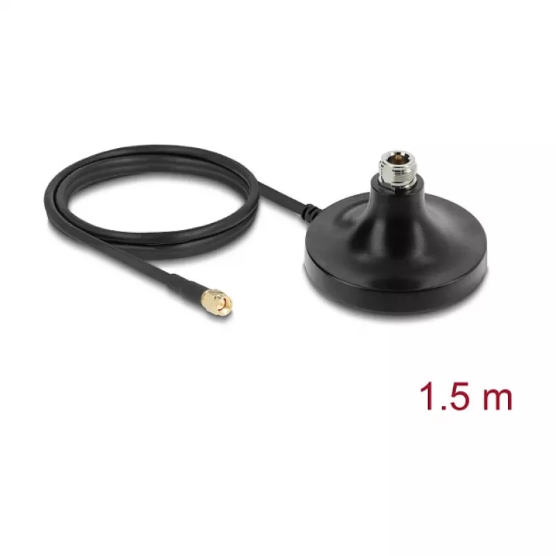 Magnetinis antenos pagrindas DELOCK ULA100 — 1 x N lizdas į 1 x SMA kištuką, 1,5 m laidas, lauko, juodas