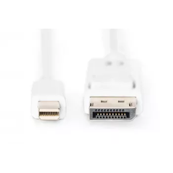 Mini DisplayPort – DisplayPort kabelis Digitus AK-340102-010-W (1 m, baltas)
