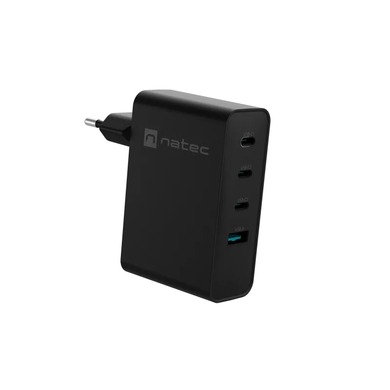 NATEC NUC-2234 sieninis įkroviklis nešiojamam kompiuteriui ir telefonui, juodas, 100 W, greitasis įkrovimas