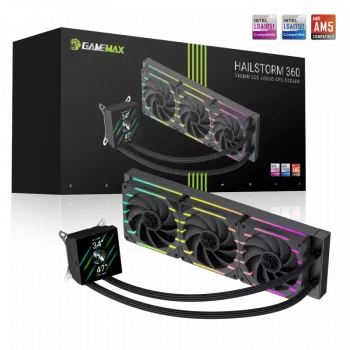 Gamemax HAILSTORM 360 LCD | 360 mm skysčio aušintuvas procesoriui | Juodas
