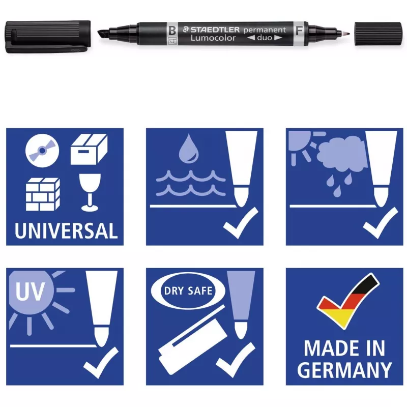 Staedtler Lumocolor permanent duo 348 B nuolatinis žymeklis juodas 1 vnt
