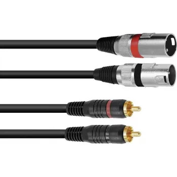 Garso kabelis 1m Omnitronic 3022522B 2x XLR 2x RCA juodas