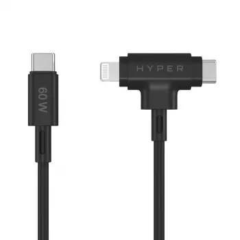 HYPER HyperJuice USB kabelis USB 2.0 1,5 m USB-C / USB-C ir Lightning juodas