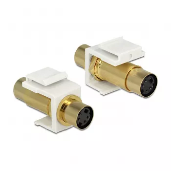 Keystone modulis DELOCK 86338 — Mini-DIN 4 į Mini-DIN 4, baltas, 22×40×15 mm