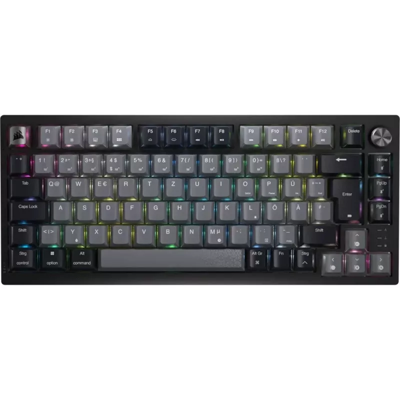 Corsair Gaming K65 Plus Wireless 75% RGB žaidimų klaviatūra, MLX RED - juoda, pilka