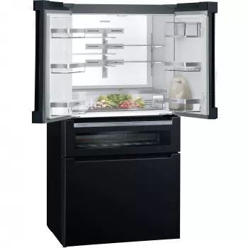 Šaldytuvas šaldiklis Siemens KF96RSBEA, šone prie šono, laisvai pastatomas, 572 L, juodas