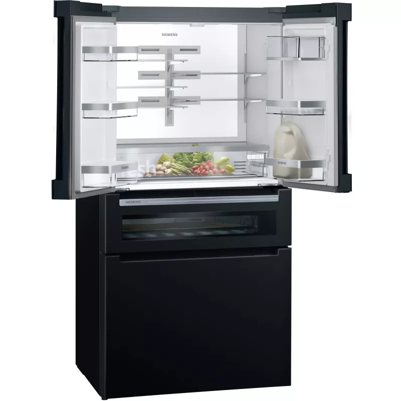 Šaldytuvas šaldiklis Siemens KF96RSBEA, šone prie šono, laisvai pastatomas, 572 L, juodas