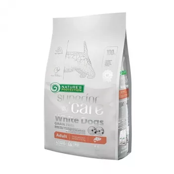NATURE'S PROTECTION Superior Care White Dogs Grain Free Junior Small white fish sausas ėdalas šuniukams - 1,5 kg