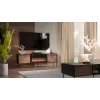 TV spintelė Cama CORTINA 180x40x60 cm juoda/riešutas su juodu elektriniu židiniu