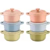 Set 6x Mini Cocotte apvali 10 cm, įvairiaspalvė