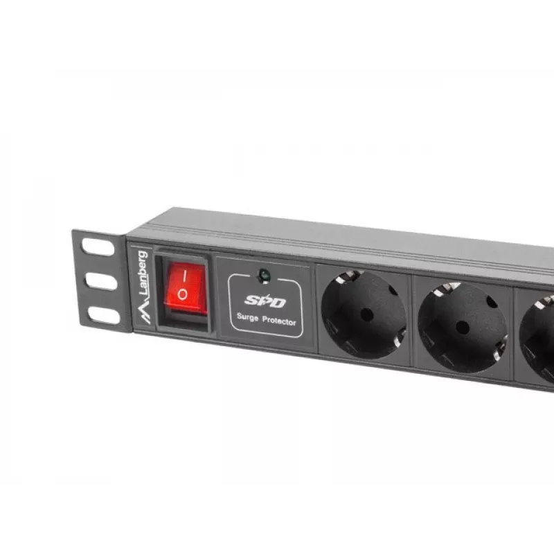 Lanberg PDU-07F-0200-IEC-BK Maitinimo skirstytuvas 19 colių 1U 10A 2m 7x Schuko lizdų