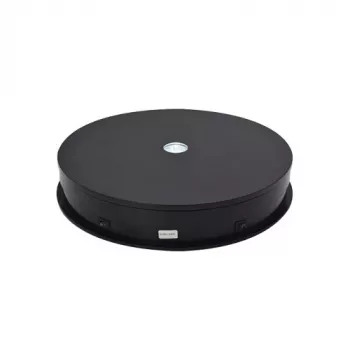 Elektrinis 360° besisukantis stovas su LED apšvietimu, apvalus 30 cm, juodas