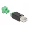 DeLOCK 66607 adapteris RJ45 į 3 kontaktų gnybtų bloką juodas žalias