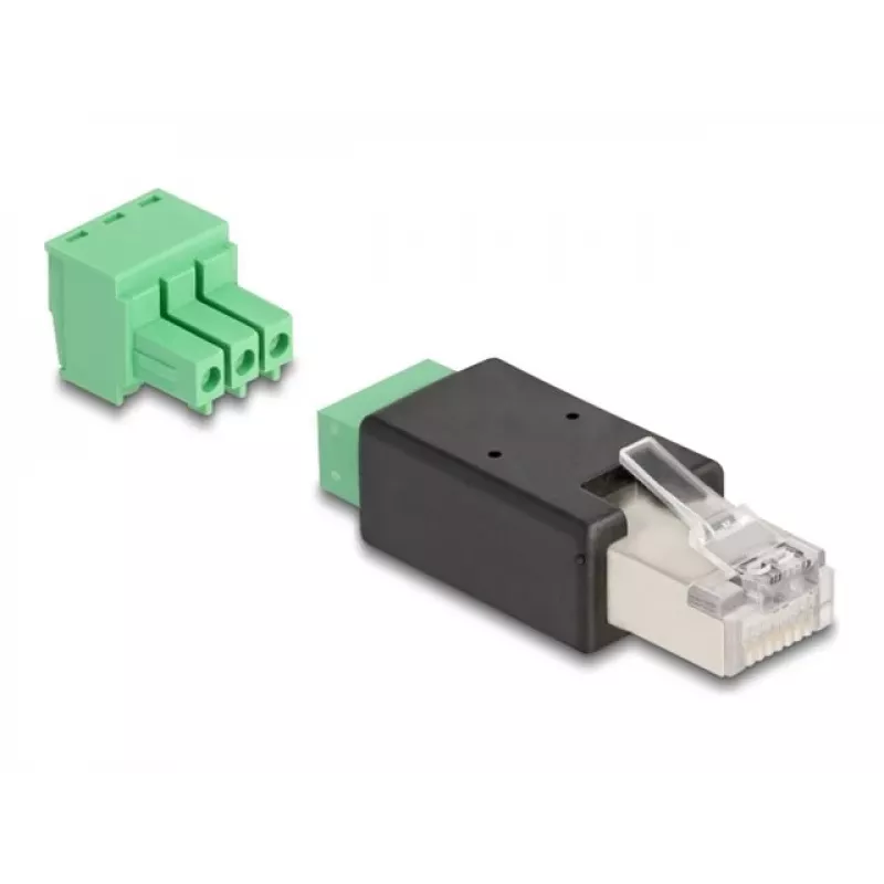DeLOCK 66607 adapteris RJ45 į 3 kontaktų gnybtų bloką juodas žalias