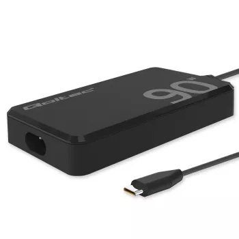 Qoltec 90W GaN Super Fast SLIM sieninis įkroviklis | XP | 5-20V | 4,5A | USB-C 3.1 | Nešiojamam kompiuteriui | MacBook | Išmaniajam telefonui | + laidas