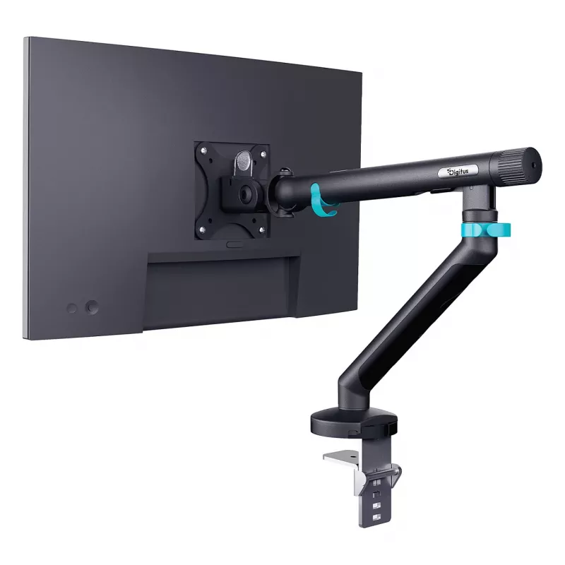 Monitoriaus laikiklis DIGITUS Single dizainas, iki 35 colių ekranams, spaustuvas, 10 kg, VESA 75x75–100x100, pakreipimas -45–90°
