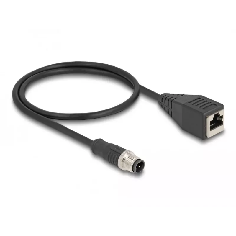 DeLOCK M12 adapterinis kabelis D-coded 4 kontaktų kištukas į RJ45 lizdą 50 cm