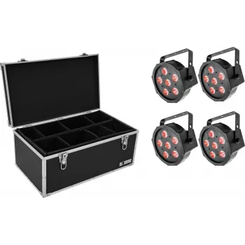 LED prožektorių rinkinys EUROLITE SLS-6 TCL 4x su dėklu TDV-1, 4 vnt., RGBW užpildymo šviestuvai