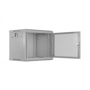 19 colių 9U 600x450 pilkas sieninis spintos stovas Lanberg su perforuotomis durelėmis